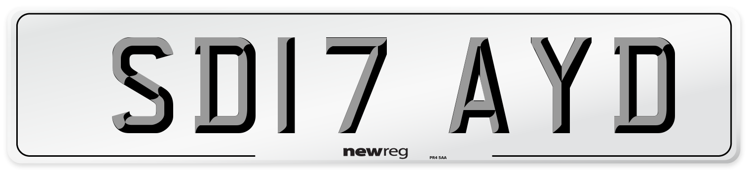 SD17 AYD Number Plate from New Reg